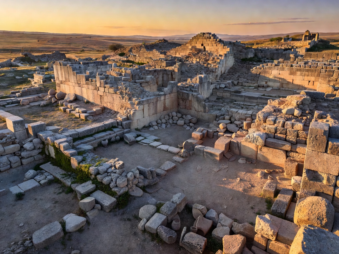 Ancient Ruins of Troy Archaeological Site in Turkey