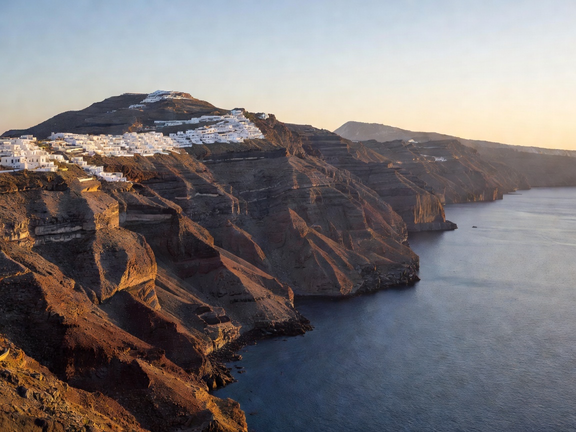 Santorini Caldera Cliffs Overlooking Mediterranean Sea
